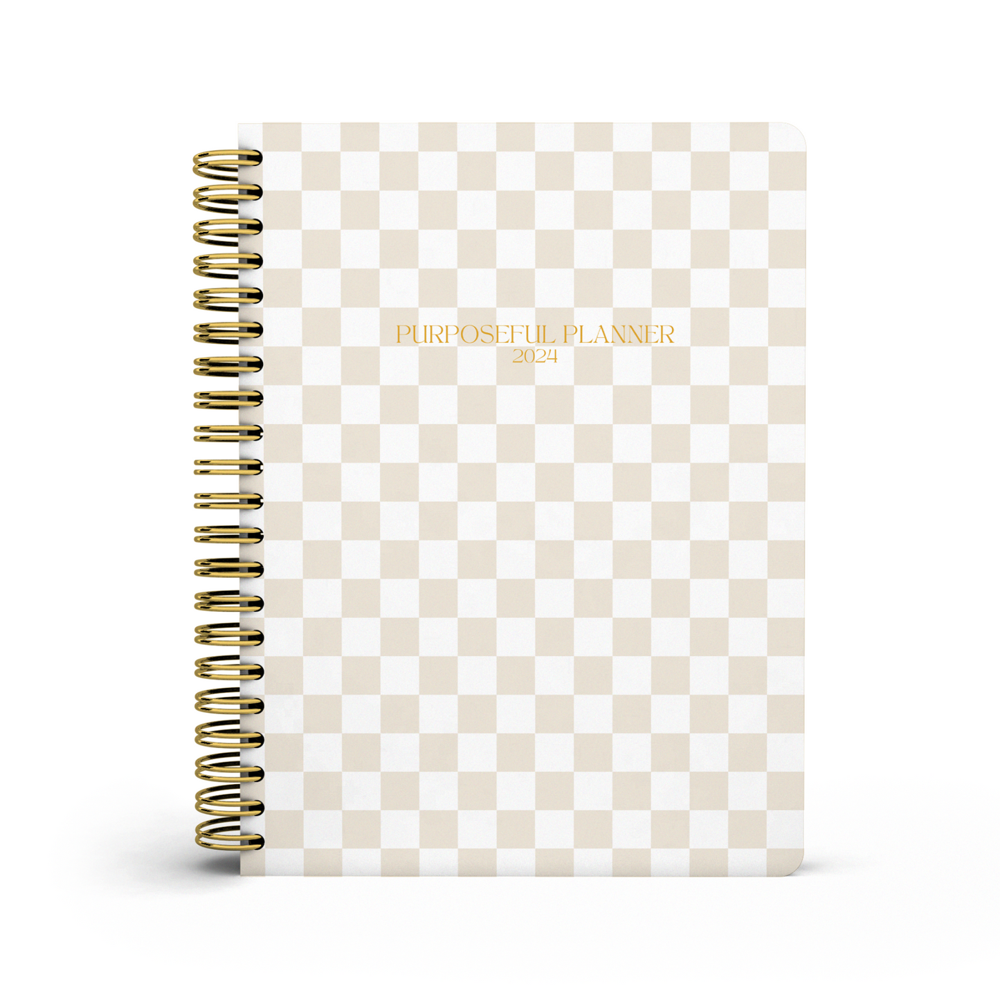 2024 Daily Purposeful Planner - Sand Damier